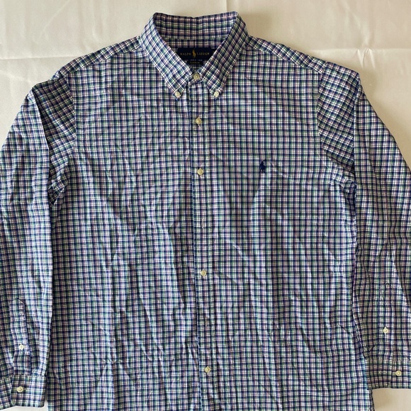 Ralph Lauren Mens Classic Fit Plaid Long Sleeve Button‑Down - - Picture 1 of 6